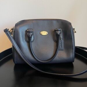 Coach F33329  Bennet Navy Blue Leather Satchel purse
